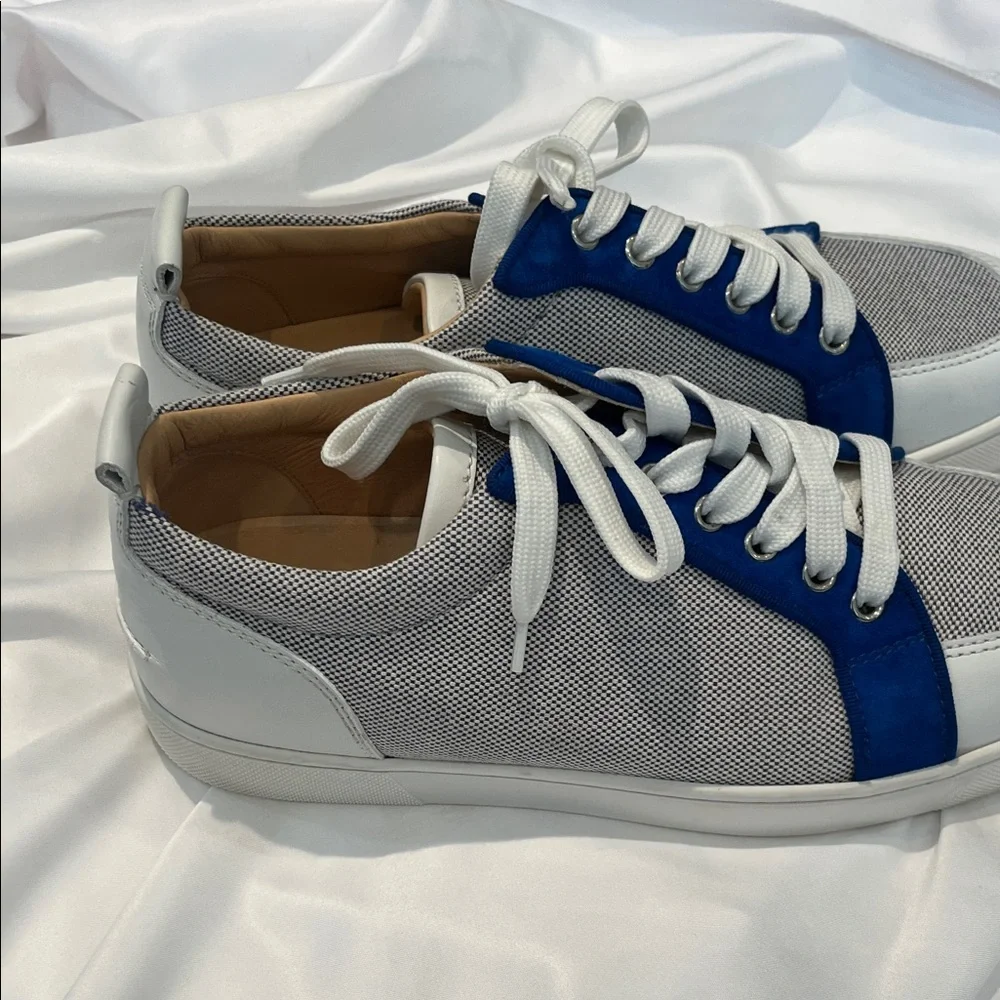 Christian Louboutin White and Blue Men's Athletic Sneakers